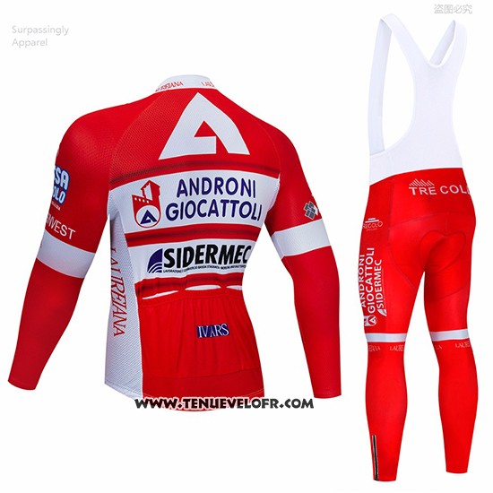 2019 Maillot Ciclismo Androni Giocattoli Rouge Blanc Manches Longues et Cuissard